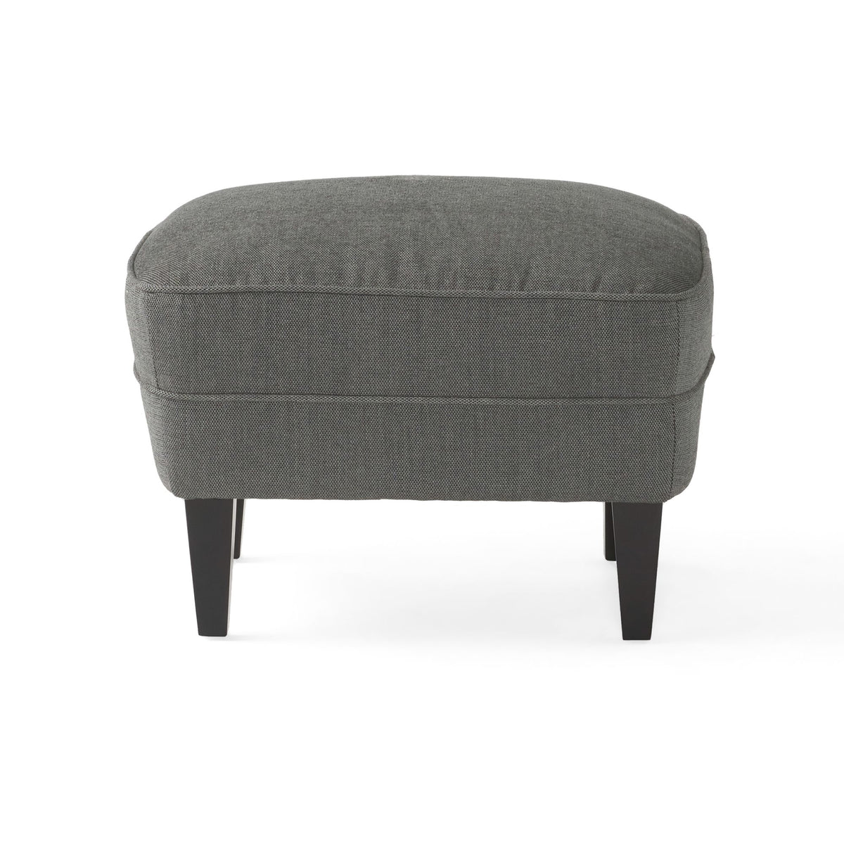 Modern grey fabric club chair and ottoman set with cushioned armchair and matching ottoman, stylish and comfortable for living rooms.