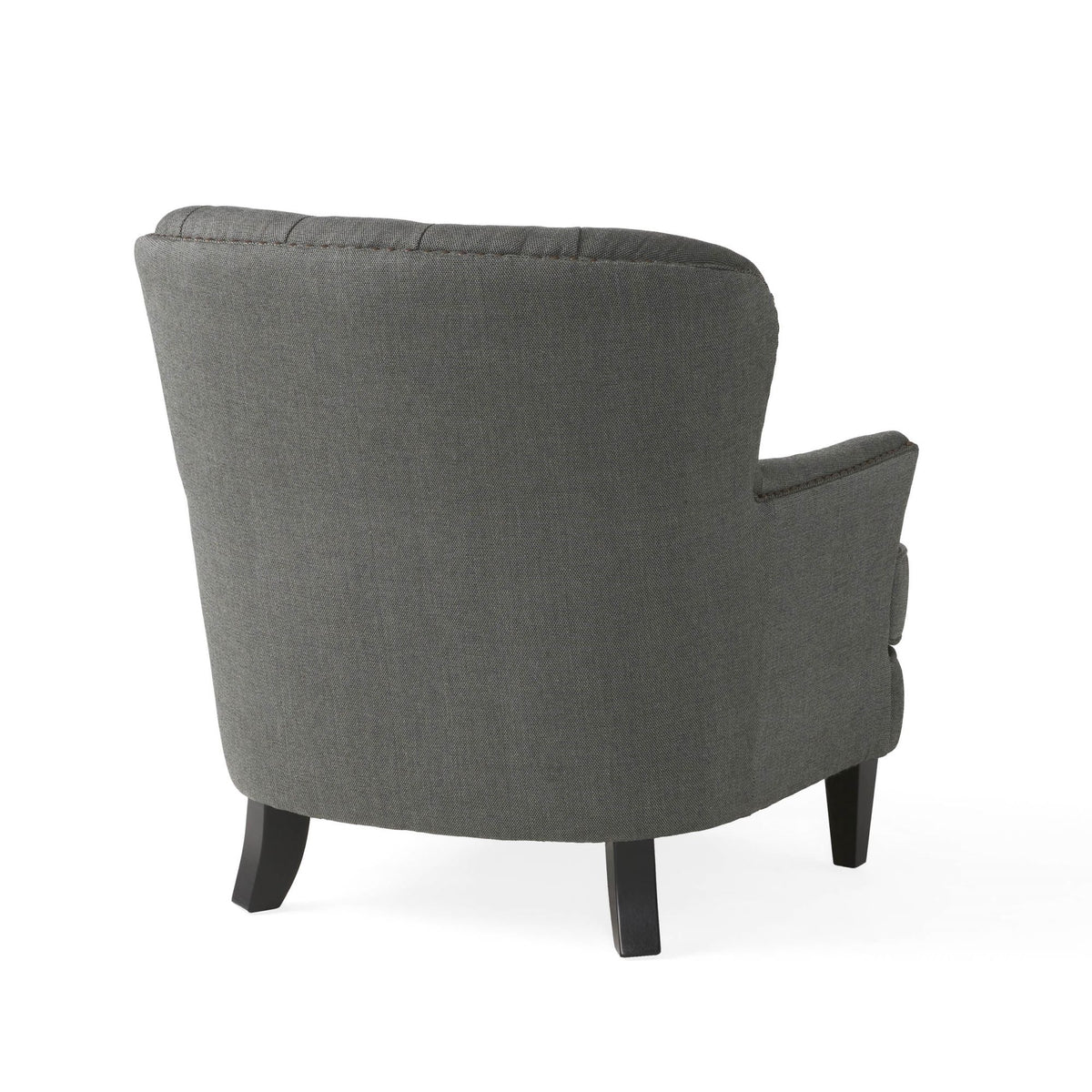 Modern grey fabric club chair and ottoman set by American Smart, stylish cushioned armchair with matching Ottoman for living room decor