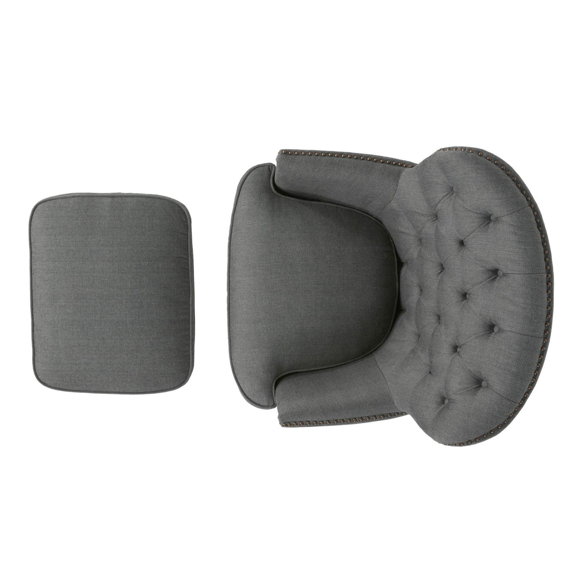 Modern grey fabric club chair and ottoman set by American Smart - EP, stylish cushioned armchair with matching ottoman for living room decor.