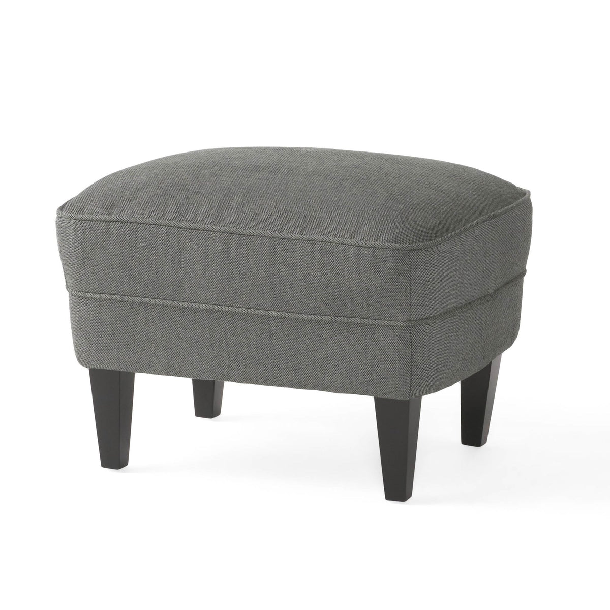 Modern grey fabric club chair and ottoman set with cushioned armchair and matching ottoman, stylish and comfortable seating.