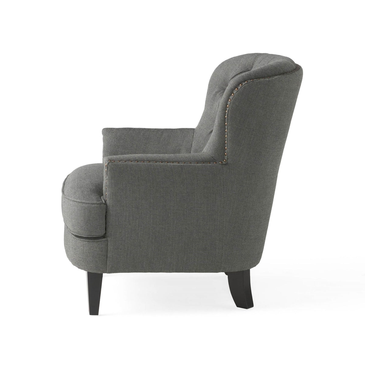 Modern grey fabric club chair and ottoman set by American Smart, stylish cushioned armchair with matching ottoman for living room decor.