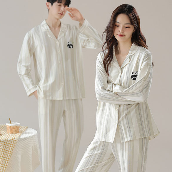 Pure cotton couple pajamas set for women and men, spring and autumn home suit, American Smart - EP brand, comfortable and cozy.
