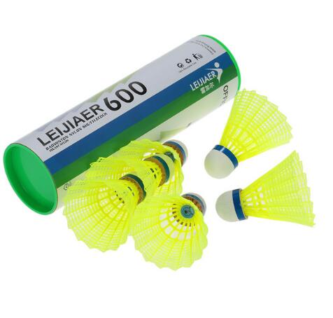 Six nylon badminton training balls branded American Smart EP for gym exercise and recreational badminton practice.
