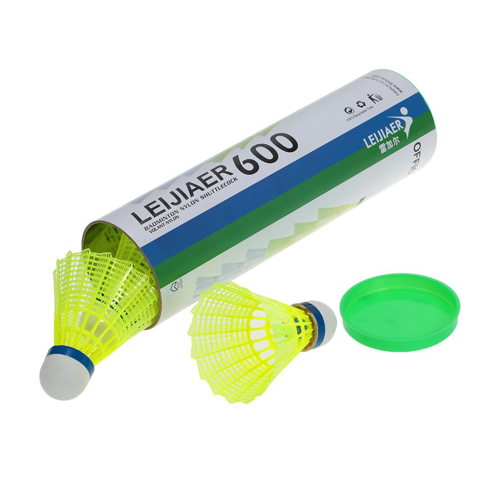Six nylon badminton training balls with American Smart - EP branding for gym exercise and badminton practice.
