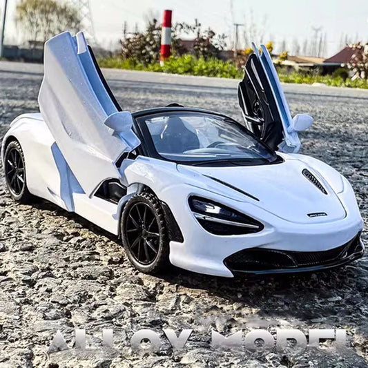 1:32 720S DB12 Alloy Sports Cars Model Toys Doors Opened Sound Light Pull Back Rubber Tires Miniature Vehices Toy for Kids Gifts - American Smart