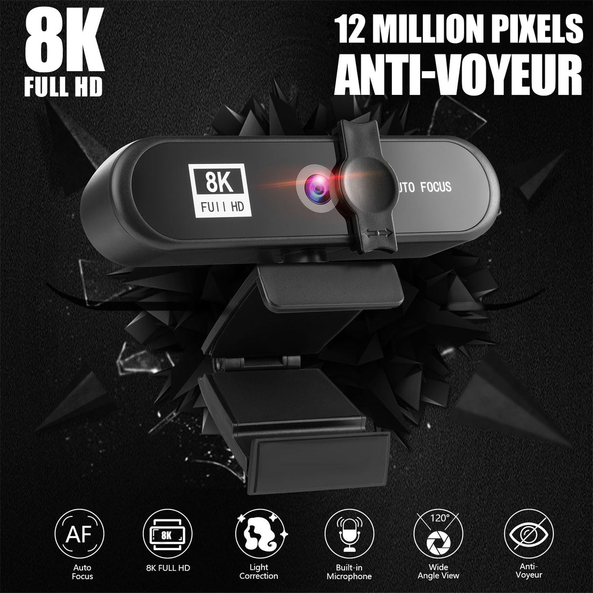 American Smart EP 4K beauty auto focus webcam with 1080p and 8K support, USB live camera for computer and network use.