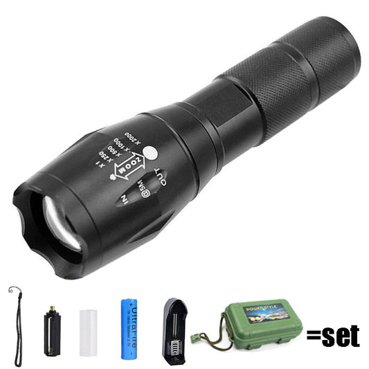 a100 Hand Held Led Strong Light T6 Camping Rechargeable Telescopic Zoom L2 High-Power Outdoor Camping Flashlight - American Smart