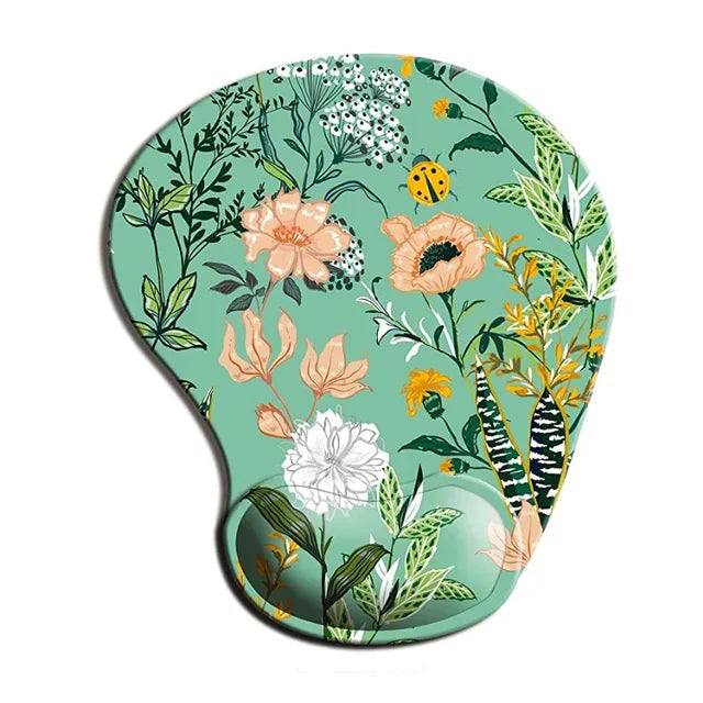 Ergonomic black rubber mouse pad with wrist rest and non-slip base, designed for comfortable office use and wrist support.