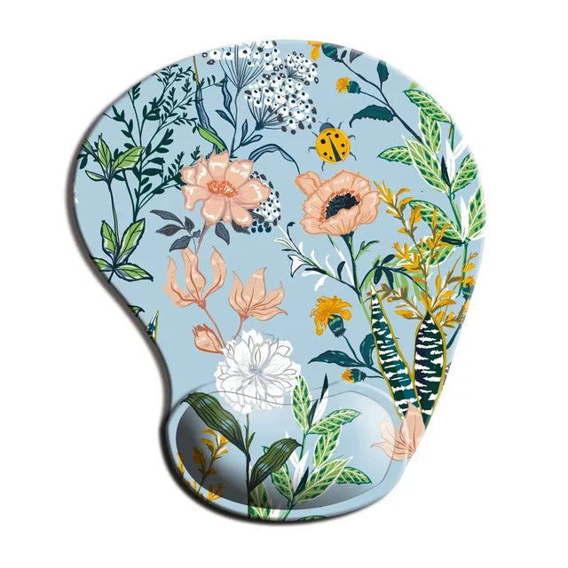 Ergonomic mouse pad with wrist rest, non-slip rubber base, and wrist support for comfortable office desk use.
