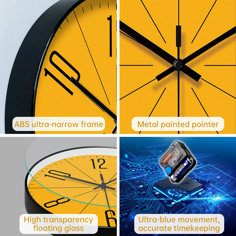 Modern American Smart 10/12-inch silent quartz wall clock with sleek design, ideal for living room decor.