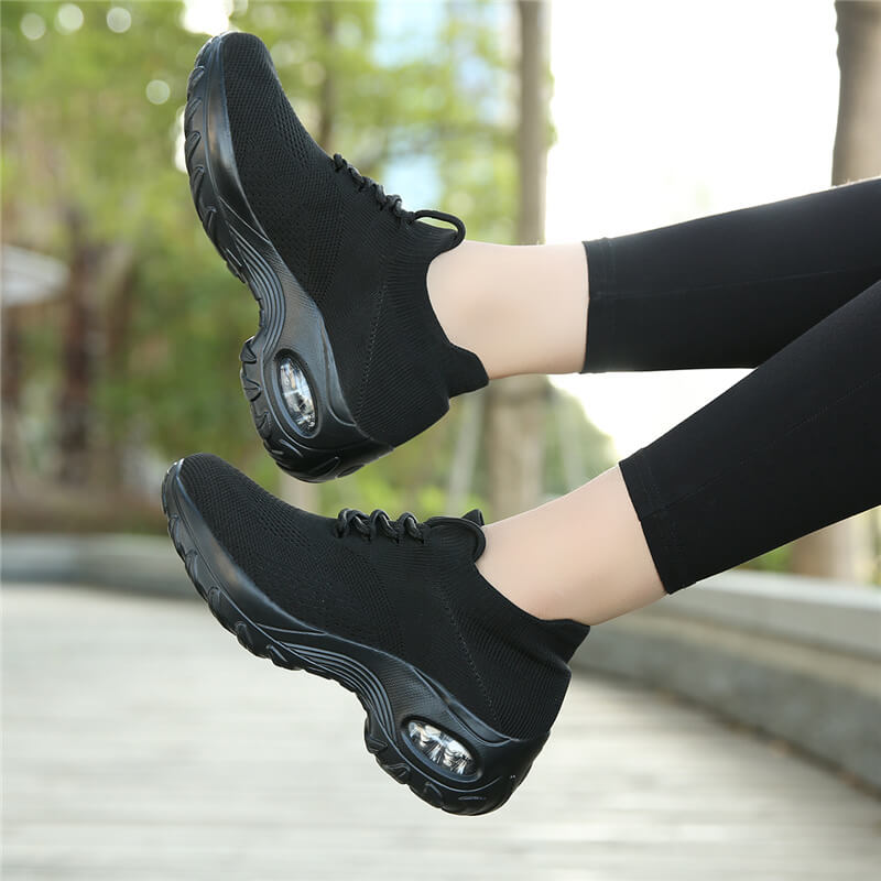 American Smart high heel woven wedge casual shoes for women, featuring platform sneakers and outdoor walking style.