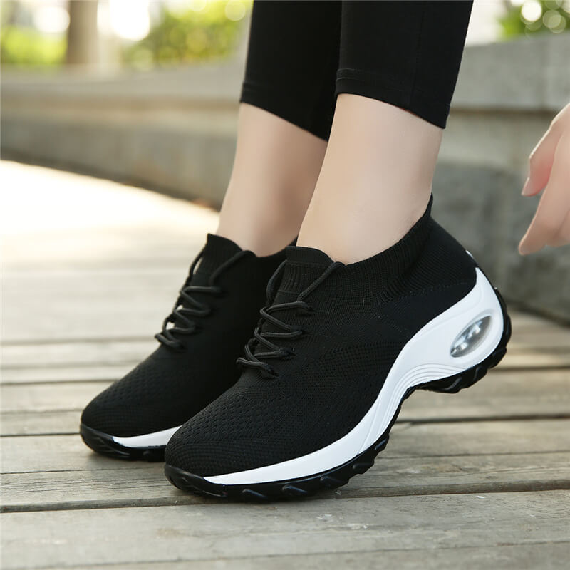 American Smart woven wedge casual shoes for women, high heel sneakers with platform and outdoor walking comfort.