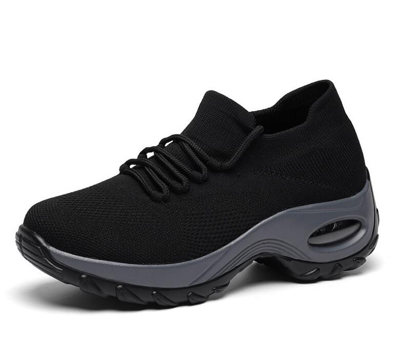 American Smart woven wedge casual sneakers for women with high heels and platform soles, suitable for outdoor walking.