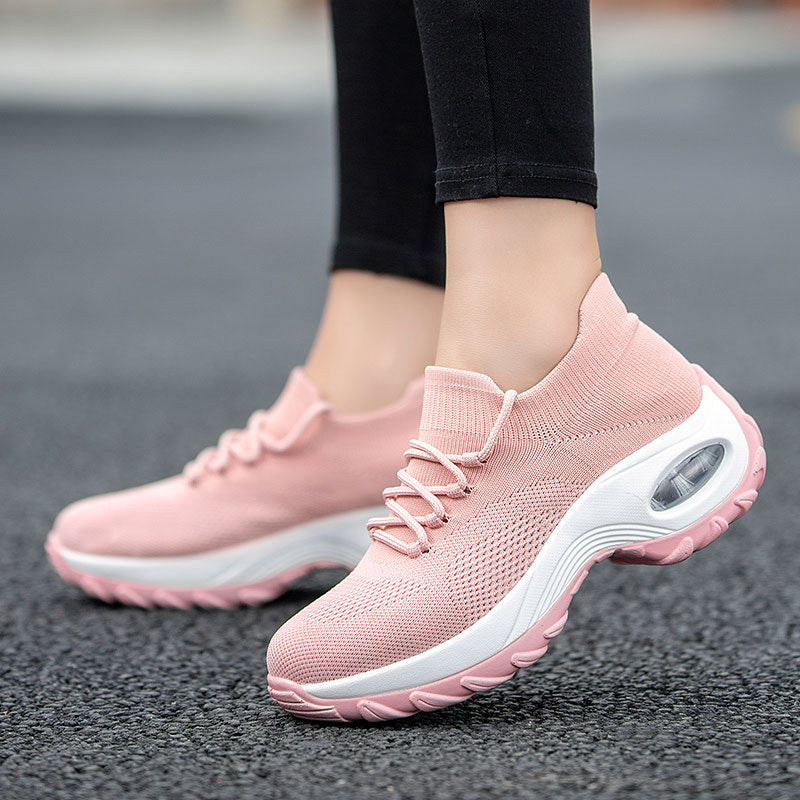 American Smart woven high heel wedge sneakers for women, casual platform shoes, outdoor walking shoes with woven design