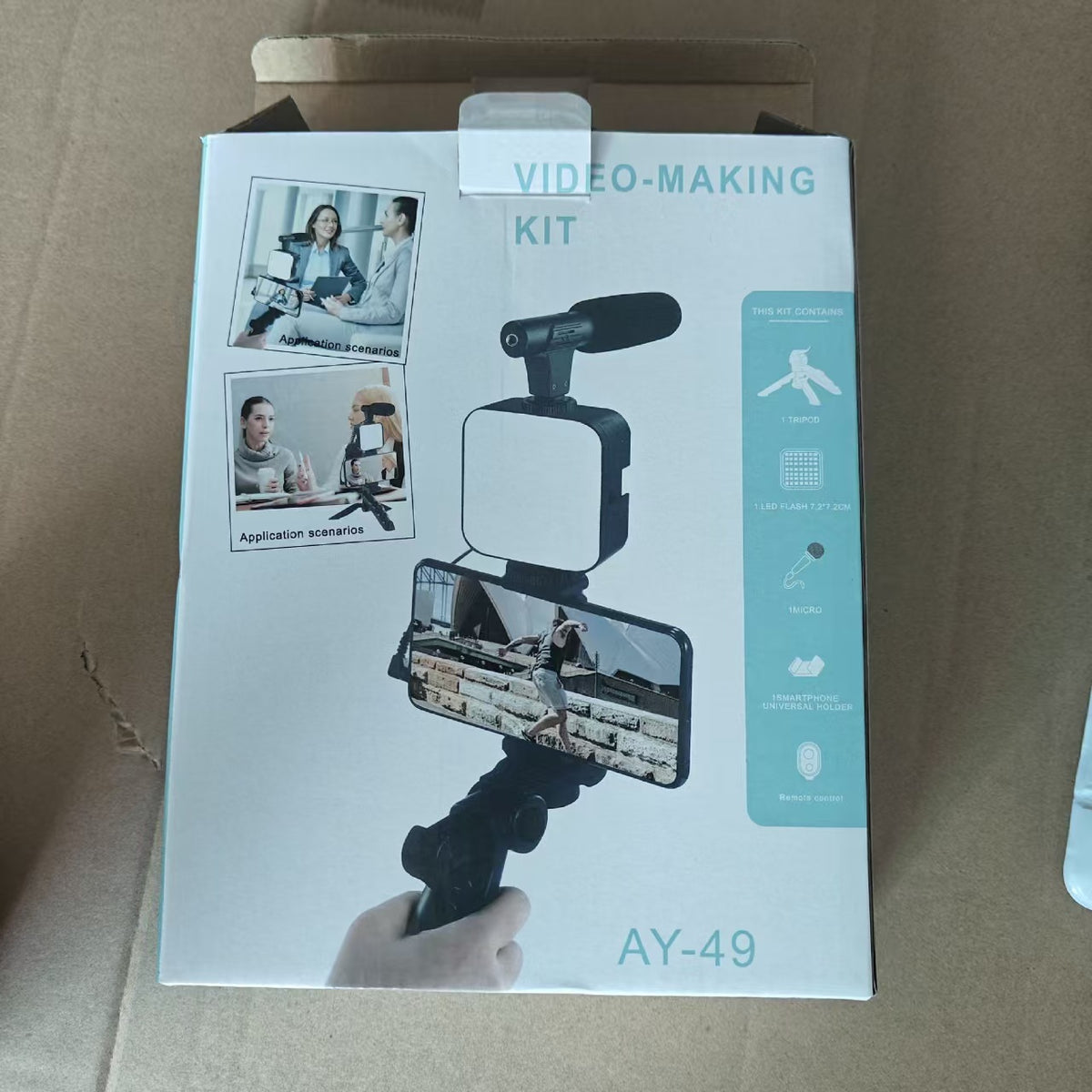 Desktop beauty leg pocket fill light with microphone, handheld conference lamp, American Smart EP, used for photography and video calls.
