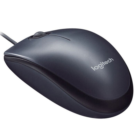 Logitech M91P Enterprise USB wired office and gaming mouse by American Smart, showing the black computer mouse with scroll wheel