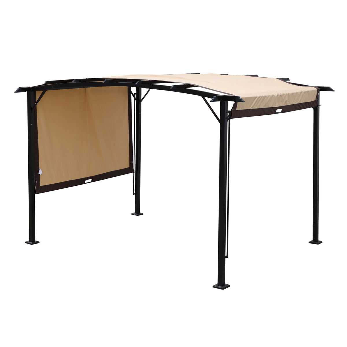 American Smart 12x9 ft outdoor pergola with steel frame and retractable shade canopy, ideal for gardens and patio sun shelter.