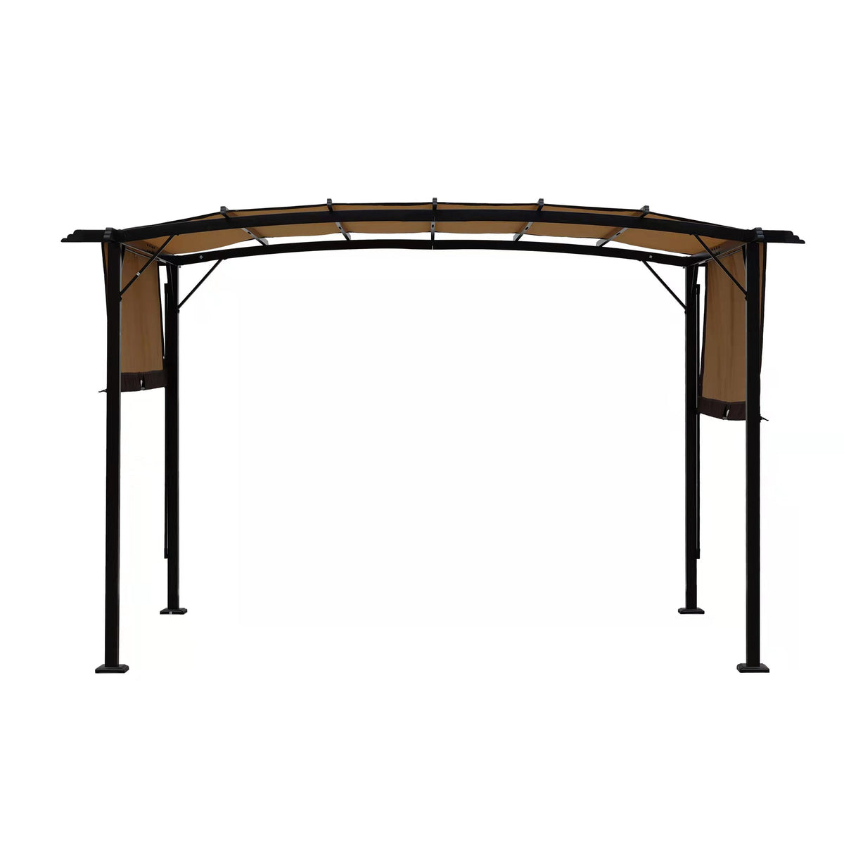 12 x 9 ft outdoor pergola with retractable shade canopy, steel frame, American Smart EP garden gazebo, sun shelter for patios.