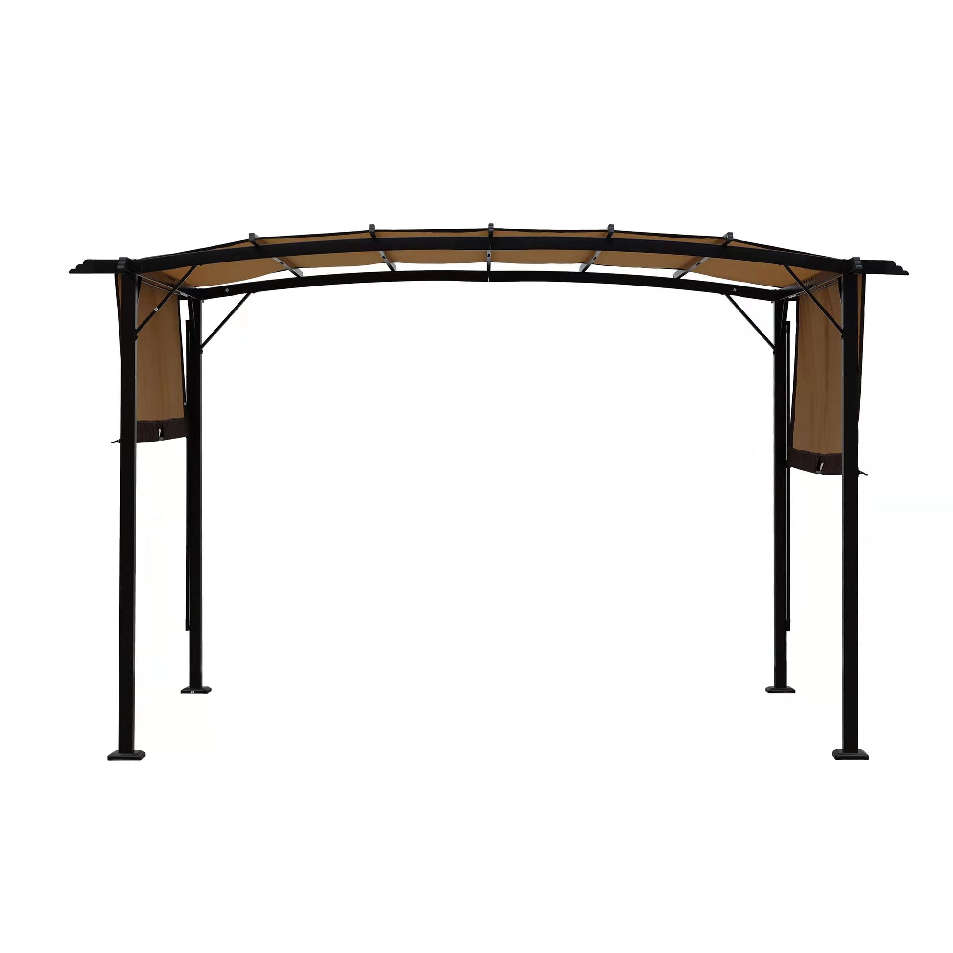 12 x 9 ft outdoor pergola with retractable shade canopy, steel frame, American Smart EP garden gazebo, sun shelter for patios.