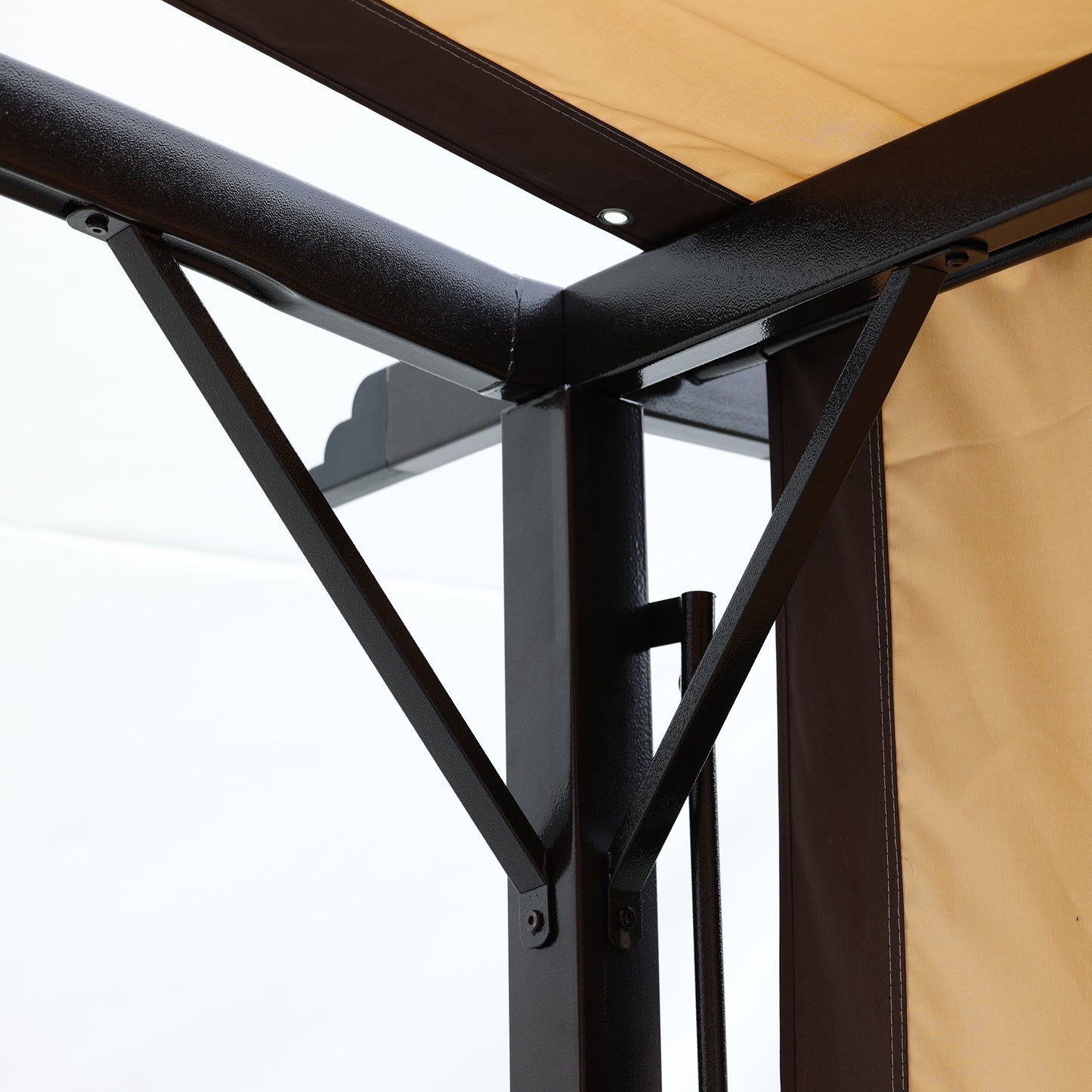 American Smart 12x9 ft outdoor pergola with steel frame and retractable shade canopy, ideal for garden sun shelter and patio cover