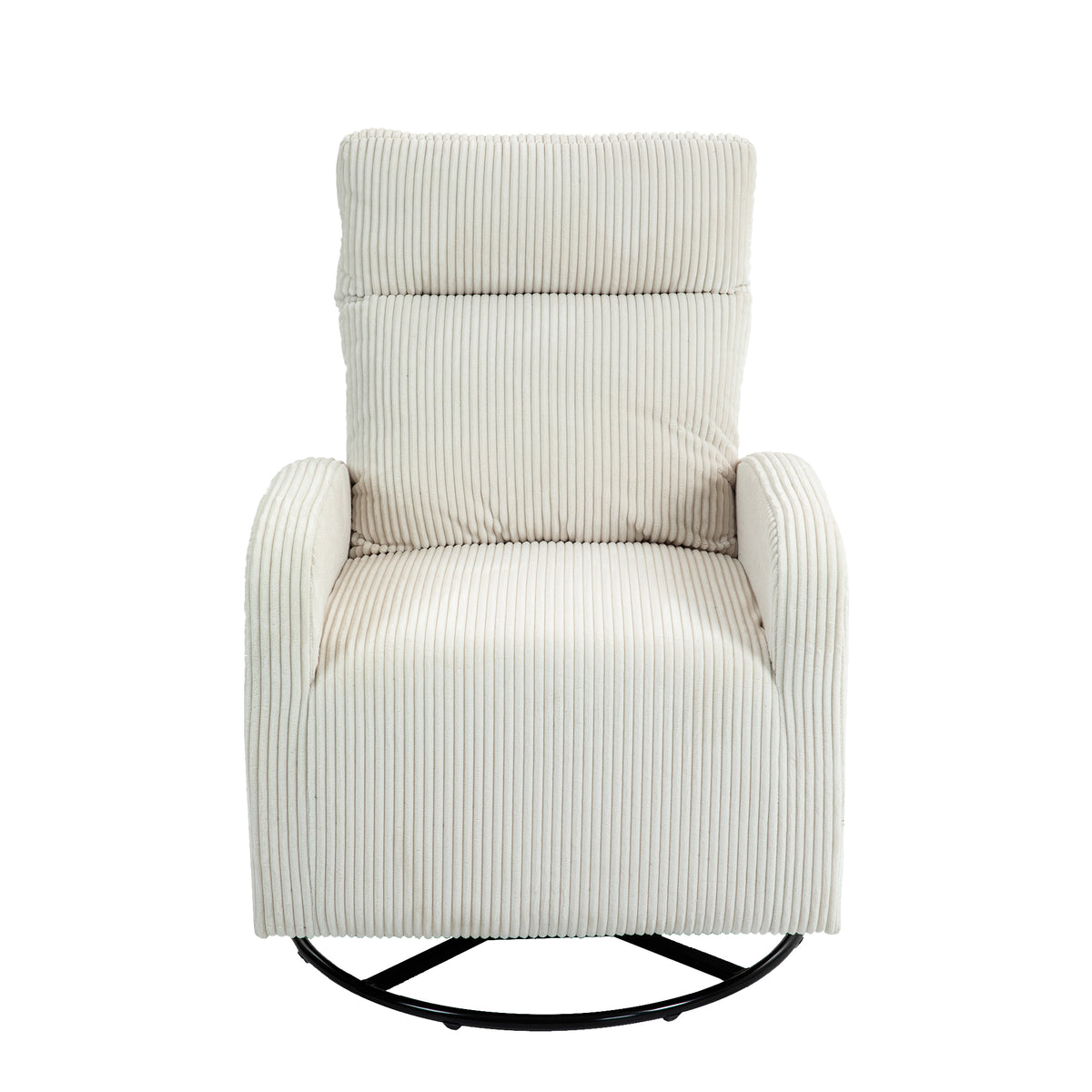 American Smart JiaDa upholstered swivel glider rocking chair in beige flannel fabric, modern nursery nursery chair with plush cushioning