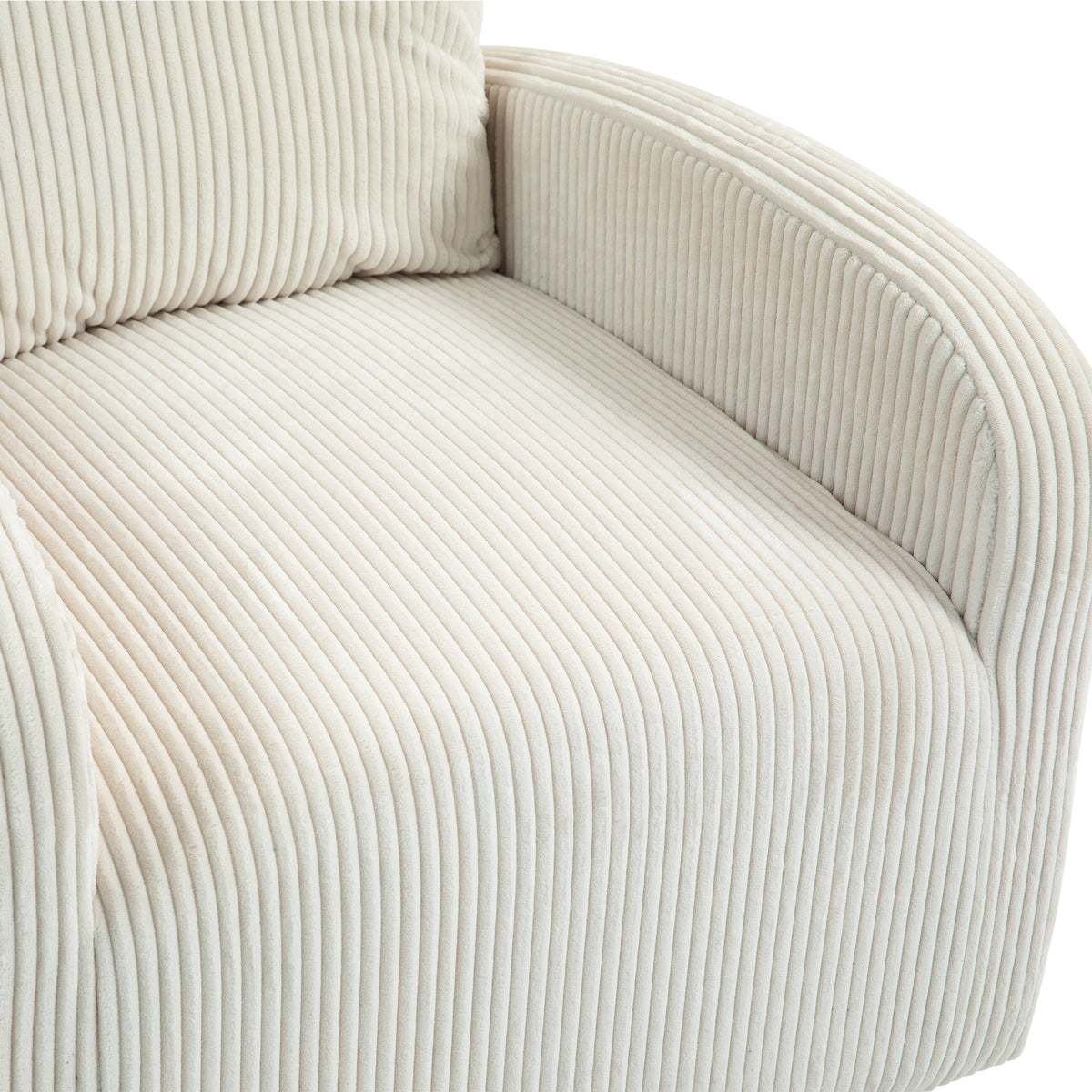 American Smart JiaDa upholstered swivel glider rocking nursery chair in beige flannel fabric with modern style design.