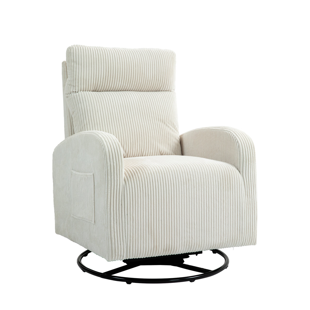 American Smart JiaDa upholstered swivel glider nursery rocking chair in beige with flannel fabric, modern style, one left bag.