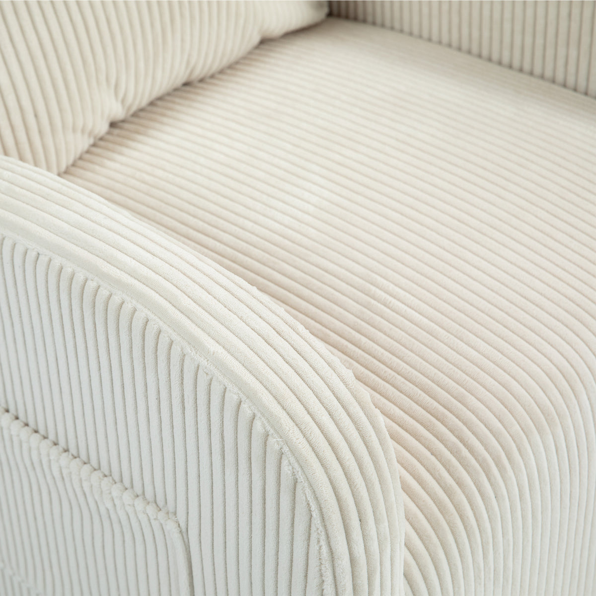 American Smart JiaDa upholstered swivel glider rocking nursery chair with beige flannel fabric, modern style, single left bag.
