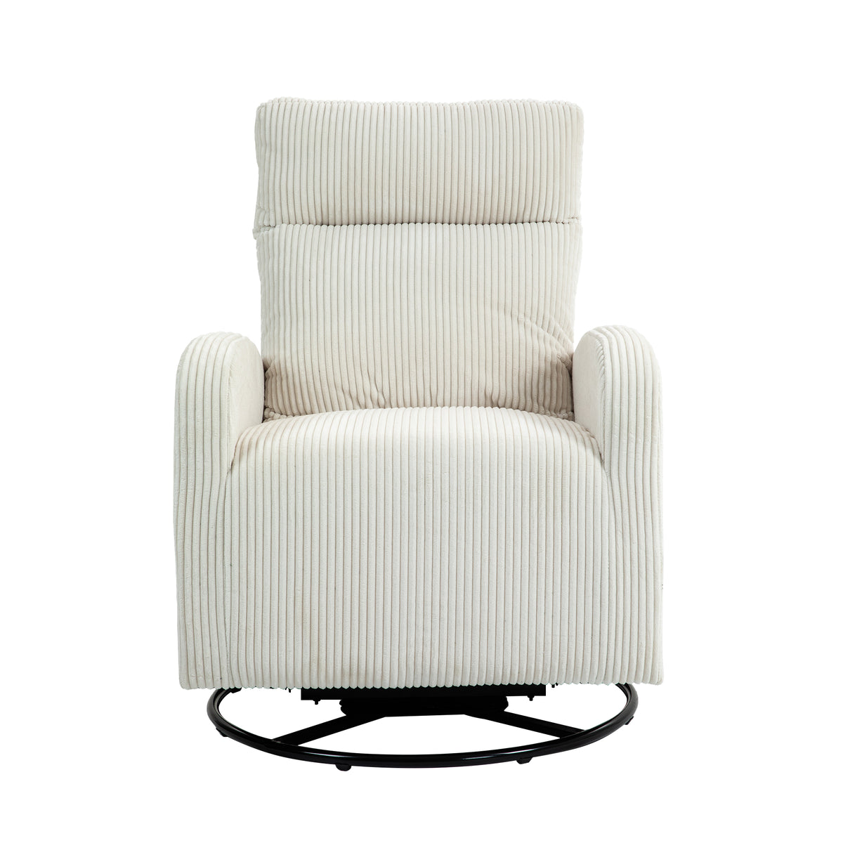 American Smart JiaDa upholstered swivel glider nursery chair with beige flannel fabric, modern style, and rocking feature.