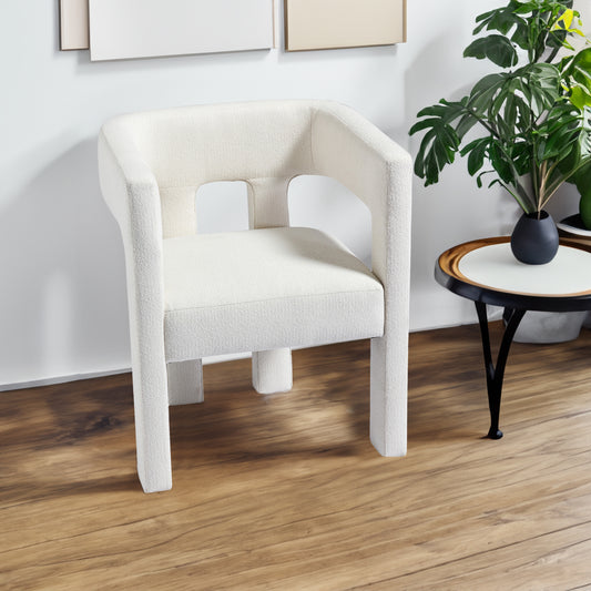 Beige American Smart fabric upholstered accent dining chair with contemporary design, suitable for living room, bedroom, or dining area.