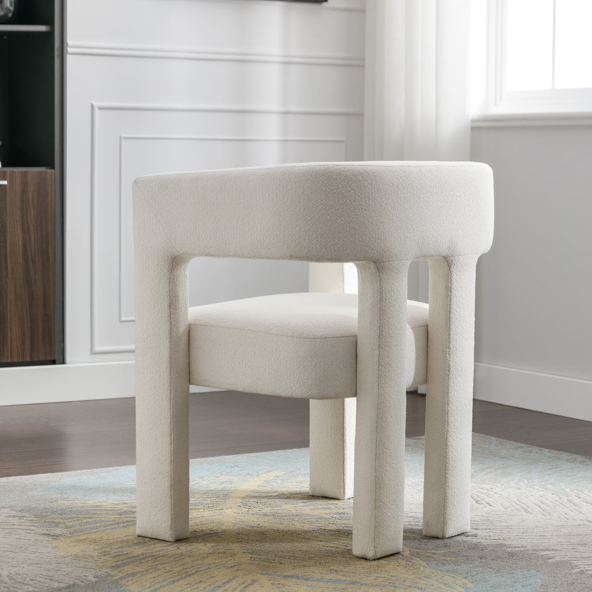 Beige fabric upholstered accent dining chair by American Smart, contemporary design, ideal for living room, bedroom, or dining area.