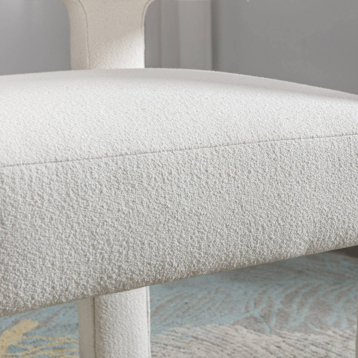 Beige fabric upholstered accent chair by American Smart EP, contemporary dining chair for living room or bedroom decor.
