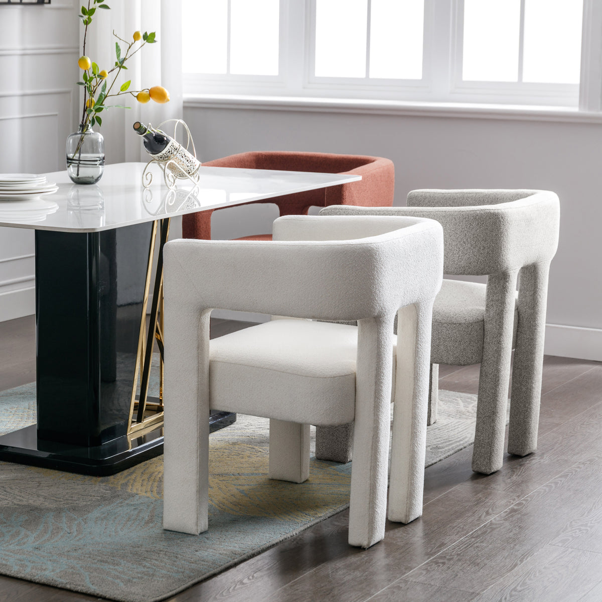 Contemporary beige fabric upholstered accent chair by American Smart EP, ideal for living room, bedroom, or dining room.
