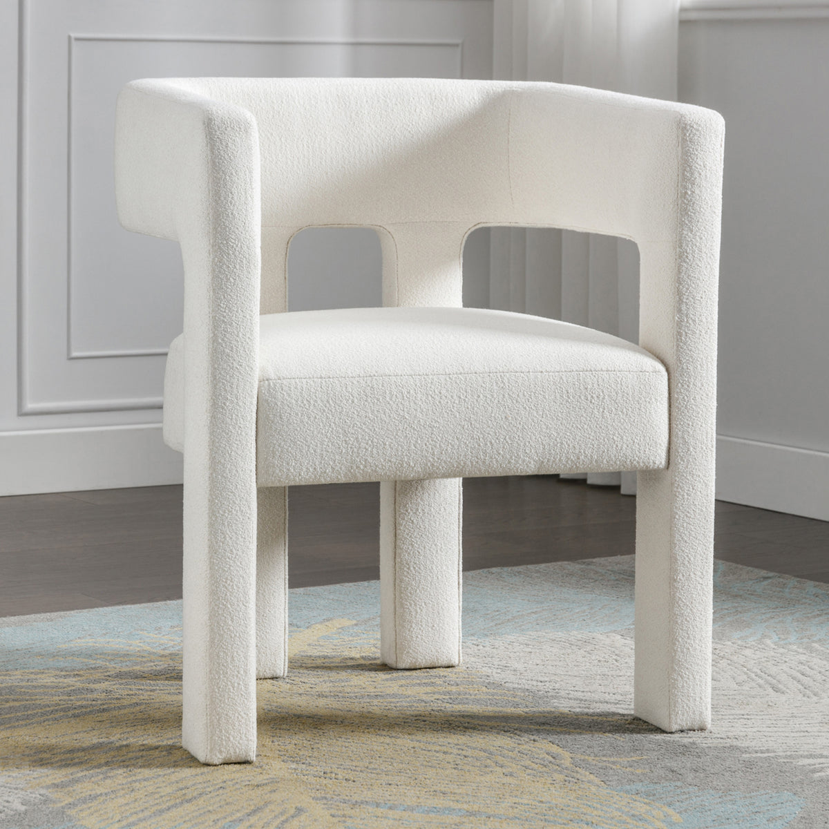 Beige American Smart EP fabric upholstered accent chair with contemporary design, ideal for living room, bedroom, or dining area.