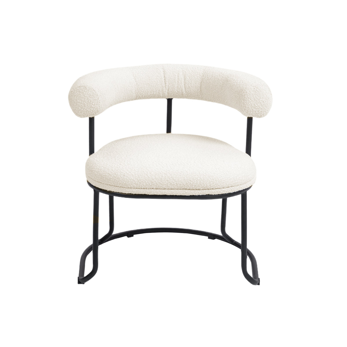 COOLCOOL Boucle dining chair set of two, medieval modern curved backrest chair, round cushion (beige Boucle) - American Smart