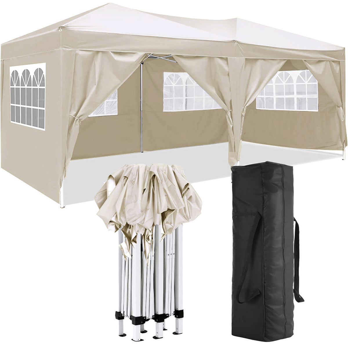 American Smart 10x20 ft folding canopy with 6 detachable side walls, outdoor activity shelter, UPF 50+ portable tent