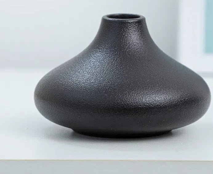 Coarse pottery vase ceramic black tea ceremony flower arrangement vase flower arrangement - American Smart