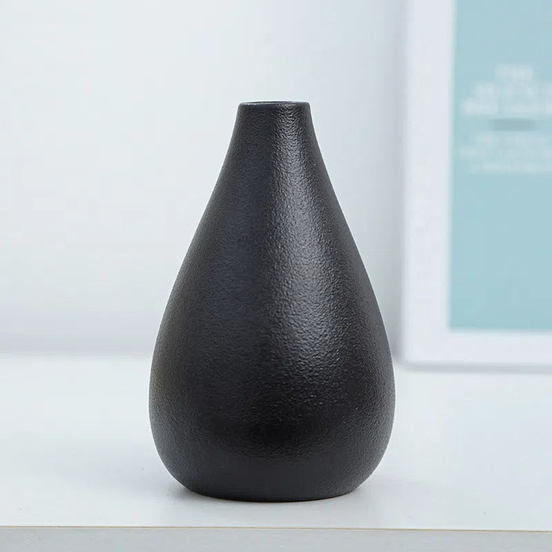 Coarse pottery vase ceramic black tea ceremony flower arrangement vase flower arrangement - American Smart