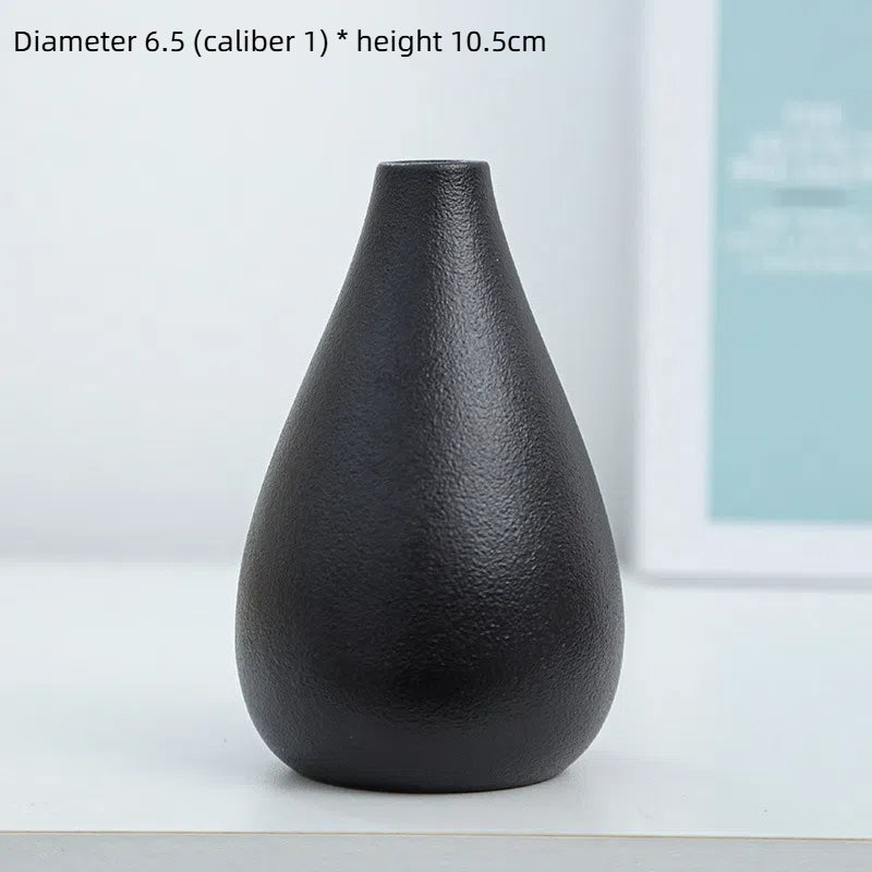 Coarse pottery vase ceramic black tea ceremony flower arrangement vase flower arrangement - American Smart