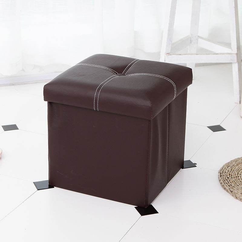 12-inch non-slip foldable leather ottoman with storage, versatile footstool and small sofa chair, American Smart EP home organizer