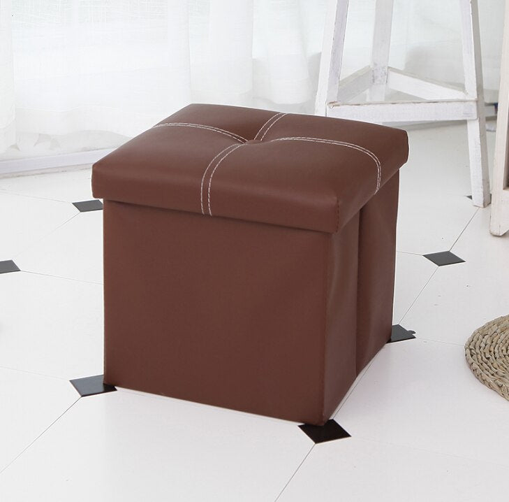 12-inch American Smart leather foldable ottoman with non-slip base, serving as a storage stool, footrest, and small sofa chair.
