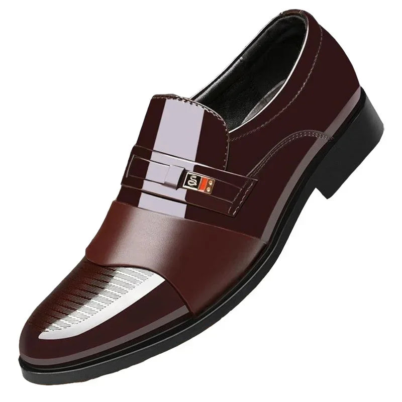 Leather men's formal oxford shoes by American Smart, stylish pointy dress shoes for wedding, business, and office wear.