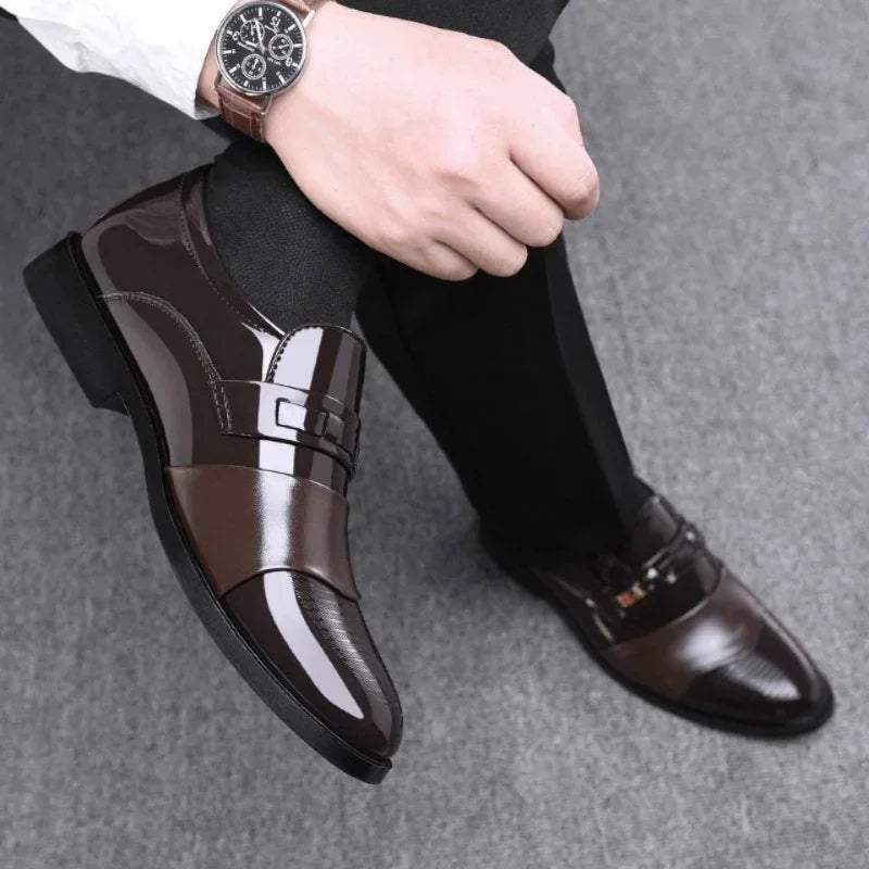 Men's black leather Oxford shoes by American Smart - EP, classic formal dress shoes for wedding, office, or business casual wear.