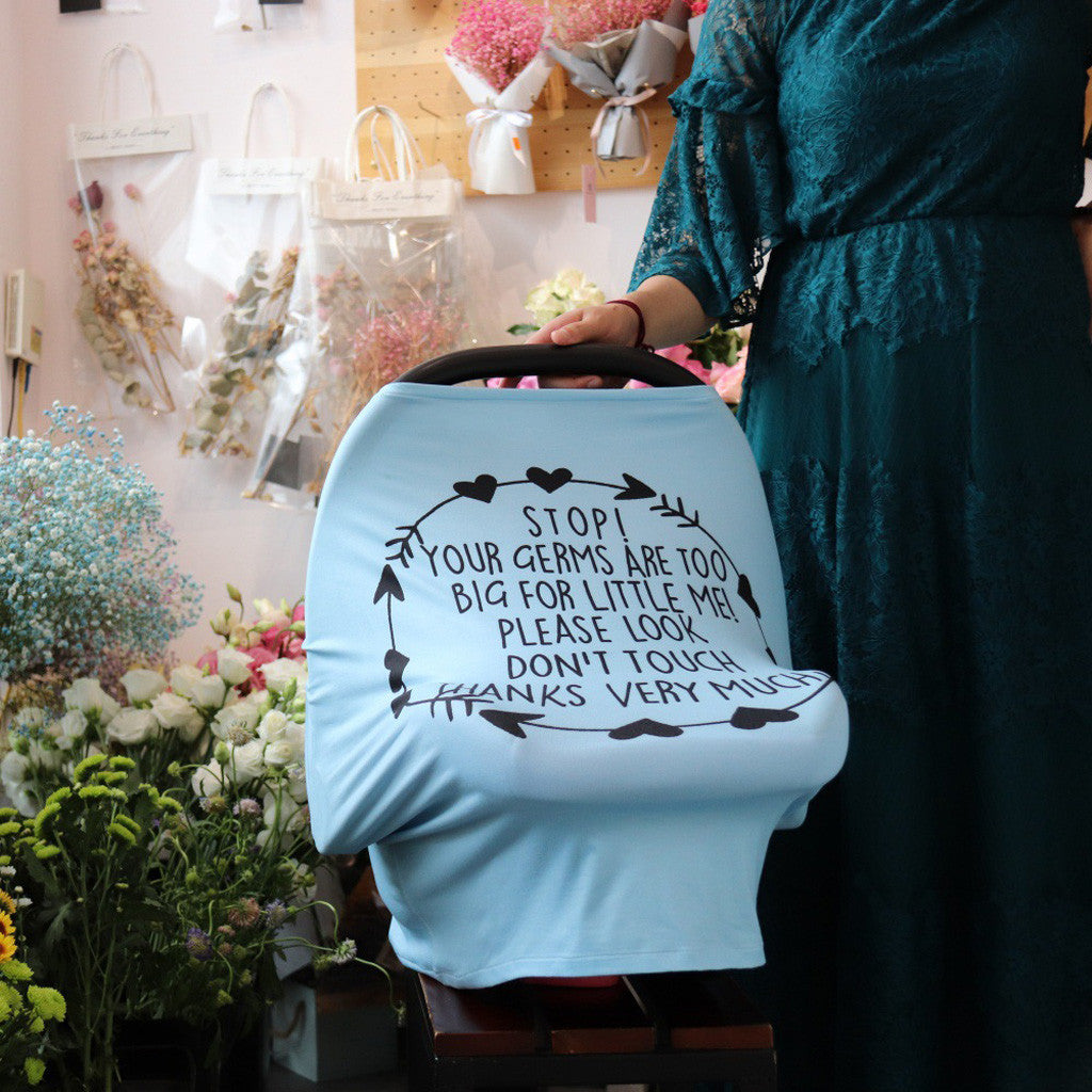 American Smart stretchy baby car seat cover and nursing breastfeeding cover, versatile for shopping carts and car seats.