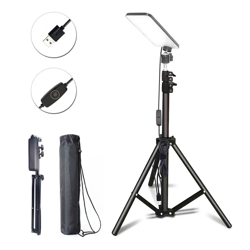 Camping Light LED Selfie Light Lamp Portable Photography Light with Tripod Stand for Outdoor Picnic Barbecue Adjustable Telescop - American Smart