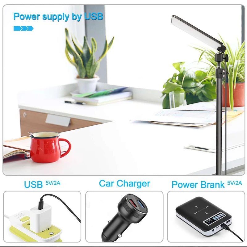 Camping Light LED Selfie Light Lamp Portable Photography Light with Tripod Stand for Outdoor Picnic Barbecue Adjustable Telescop - American Smart