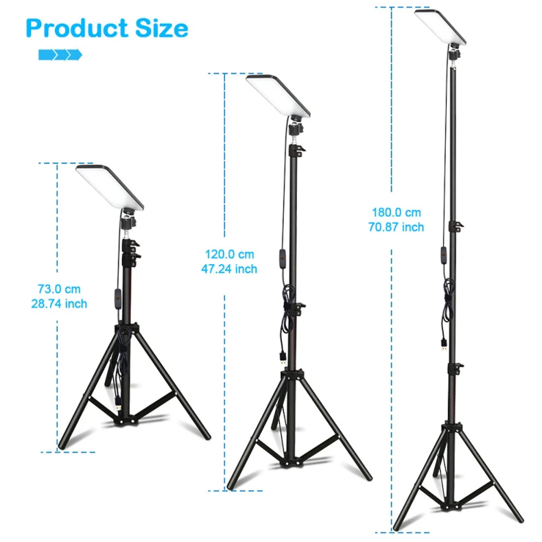 Camping Light LED Selfie Light Lamp Portable Photography Light with Tripod Stand for Outdoor Picnic Barbecue Adjustable Telescop - American Smart