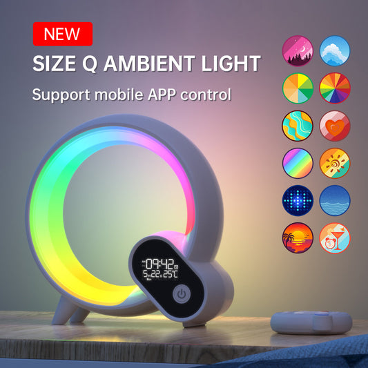 Creative Q Light Analog Sunrise Digital Display Alarm Clock Bluetooth Audio Intelligent Wake-up Q Colorful Atmosphere Light - American Smart