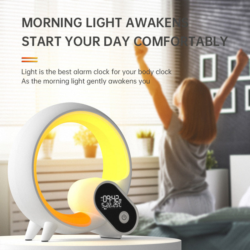 Creative Q Light Analog Sunrise Digital Display Alarm Clock Bluetooth Audio Intelligent Wake-up Q Colorful Atmosphere Light - American Smart