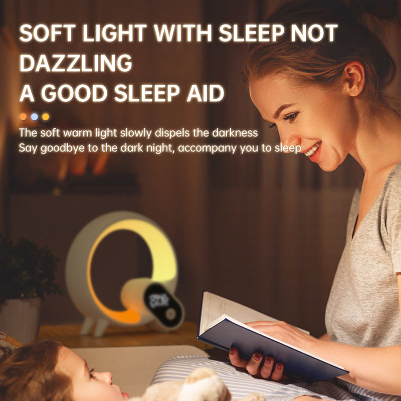 Creative Q Light Analog Sunrise Digital Display Alarm Clock Bluetooth Audio Intelligent Wake-up Q Colorful Atmosphere Light - American Smart